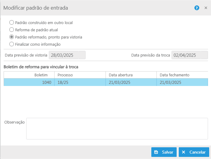 Padrão reformado, pronto para vistoria